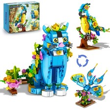 Flower Cat Building Set, 3 in 1 Floral Parrot Butterfly Animal Figure Buildin...