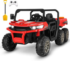 24V Battery Power Kids Ride On Car Electric Toys 2 Seat Dump Truck 6 Wheels Gift