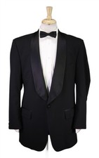 Jos A Bank Black Shawl Lapel Tuxedo Formal Wedding Dinner Wool Suit 44L