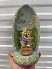 Jim Shore Heartwood Creek 11” Lighted Rotating Easter Bunny Couple Figurine