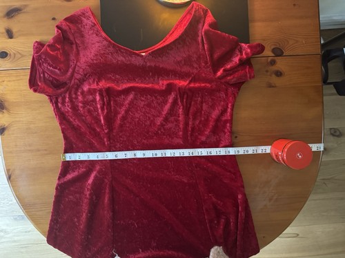 DAY MEETS NIGHT UK 18 EU 44 Midi Dress Red Stretch Crushed Velvet Short Sleeves - Picture 12 of 13