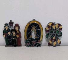 3 Stained Glass Christmas Holiday Window Wall Decorations