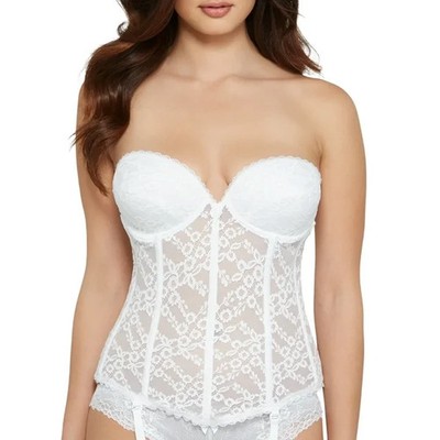 NWT Va Bien Womens Lacey Strapless Bustier Style-7474 WHITE 38C