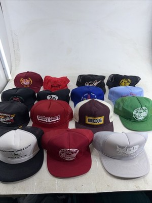 Vintage Trucker Hat Lot Various Brands Mens Adjustable Multi-Color Local