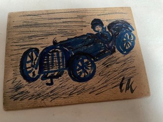 Vintage Modern Pattern Design Car Colored Pencil Drawing 1920s