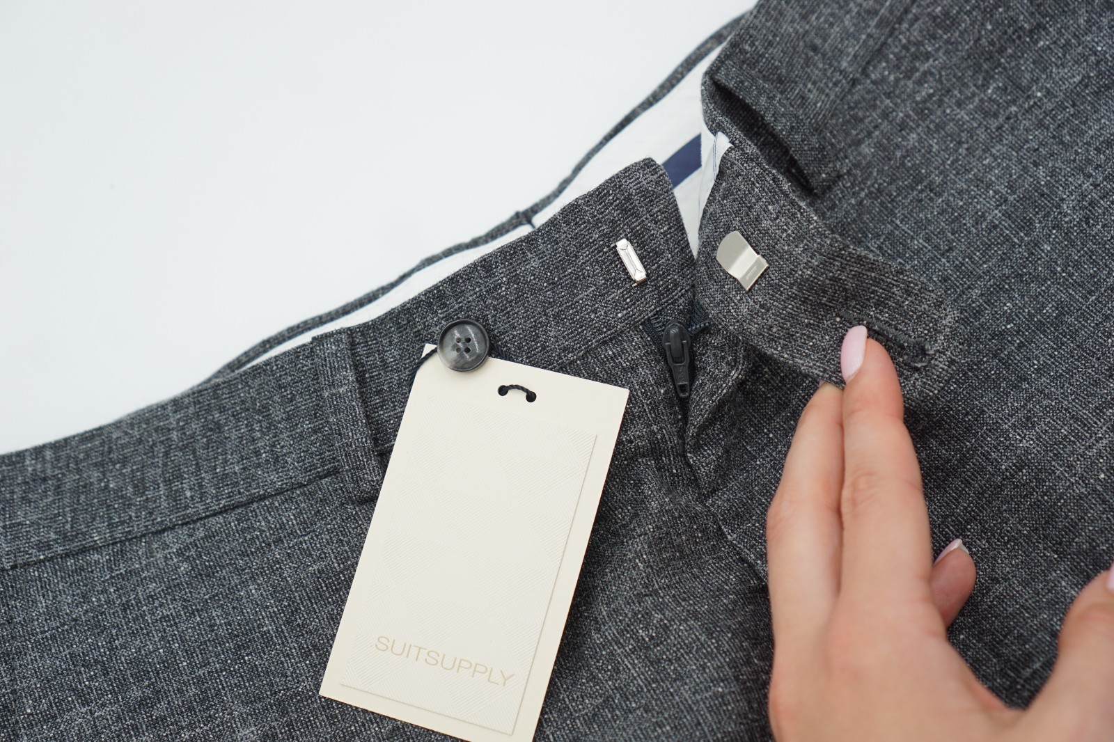 Men Suitsupply Pants Grey Wool Silk Linen Brescia Size EU48 UK/US38 image 3