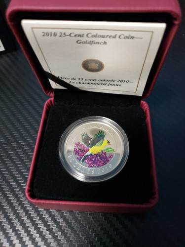 Rcm 2010 25 Cent Coloured Coin - Goldfinch