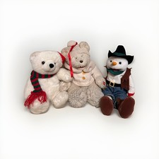 Gemmy PBC LOT OF THREE Animated Christmas Plush Bear Cowboy Snowman WORKS Read