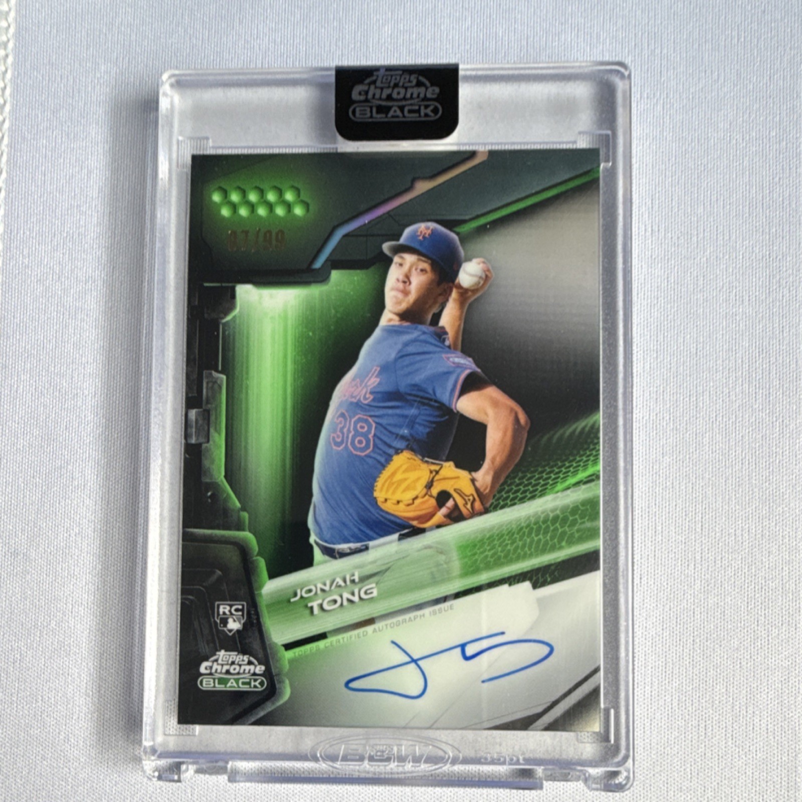 Topps Chrome Black 2026 Jonah Tong RC Auto Green #CBA-JT /99 New York Mets