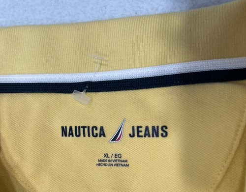 Nautica Jeans Women's Short Sleeve Collared Stretch Polo Shirt, Yellow, Size XL - Picture 3 of 4