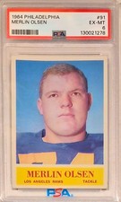 1964 PHILADELPHIA MERLIN OLSEN RC #91 PSA 6 RAMS HALL OF FAME ROOKIE CARD NICE!. rookie card picture
