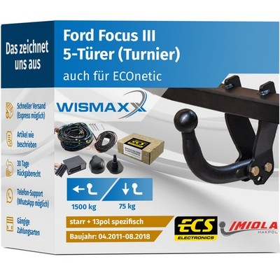 ANHÄNGERKUPPLUNG starr passt für Ford Focus III Turnier 11-18 +13pol E-Satz ECS