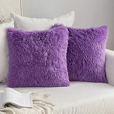 Pack of 2 Luxury Faux Fur Throw Pillow Cover 18" x 18" Pack of 2 Purple