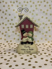 Blossom Bucket Suzi Skoglund Snowman Family Home Folk Art Christmas Figurine