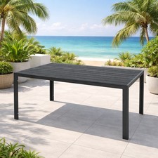 Gartentisch Aluminium Kunststoffholz anthrazit Gartenmöbel Esstisch 160x90x74cm
