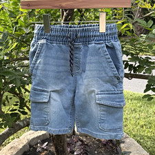 Tony Hawk Boys Blue Denim Cargo Shorts Size S (8) Elastic Waist Drawstring