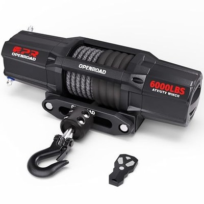  6000 lbs UTV Winch, Waterproof IP67 Electric 6000lb with Mounting Plate