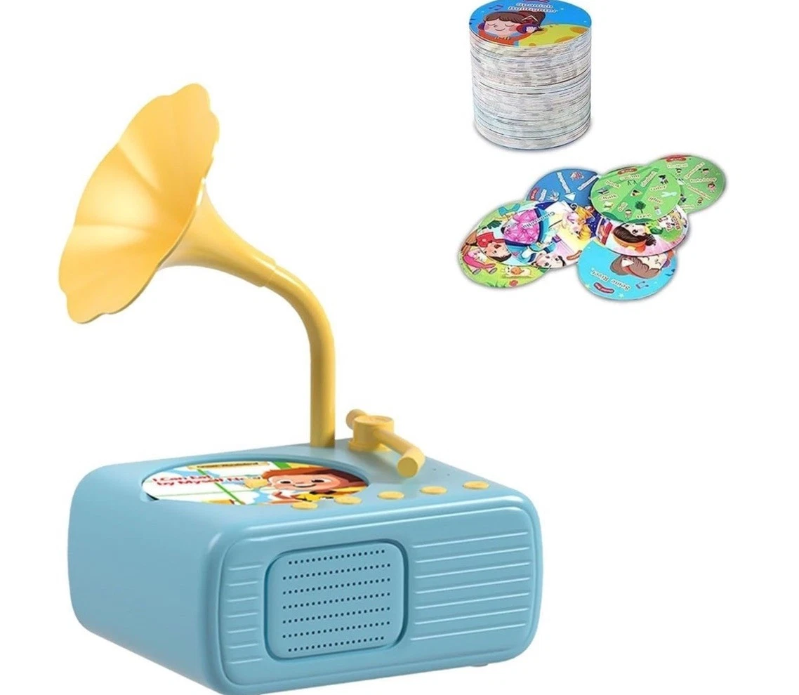 Fonógrafo Infantil Con 84 Tarjetas De Música Y Cuentos – Reproductor Portátil Con Batería Recargable 1200 MAh, ABS Resistente, Para Niños De 3 A 6 Años