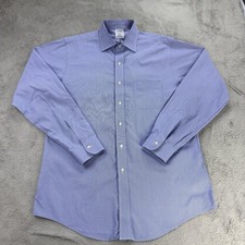Brooks Brothers Shirt Mens 16 34/35 Blue Check Regent Non Iron Supima Cotton