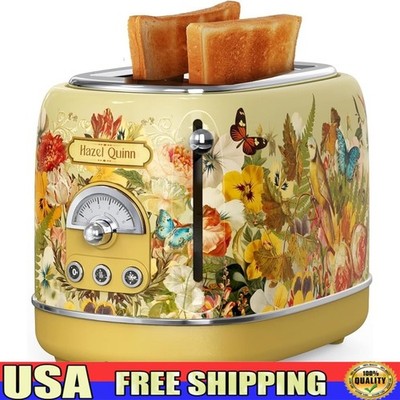 2 Slice Toaster Retro Adjustable Shade Extra Wide Slots Removable Crumb Tray New