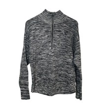 OFFLINE by Aerie Heathered Quarter Zip Pullover Sweatshirt Women M M Black White