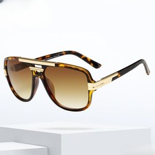 Fashion Men's Sunglasses Oversized Square Top Frame Hip Hop Fancy Black Leopard