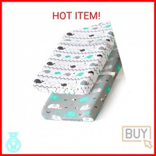 Stretchy Changing Pad Covers for Boys Girls,2 Pack Jersey Knit,Elephant Whale