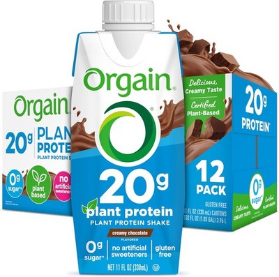 Orgain Plant Based 20g Creamy Chocolate Protein Shake - 11oz, 12 Pack