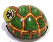 Vintage Tin Litho Turtle Friction Toy Japan Mid Century Retro Collectible