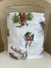 Pottery Barn Nostalgic Santa QUEEN Fitted Sheet 1 Pillowcase ONLY PRE-OWNED