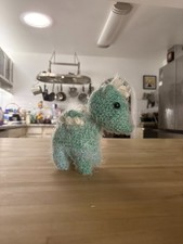 Handmade Teal White Crochet Fantasy Deer Plush 7"