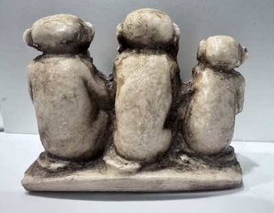 Three Wise Monkeys Stone Figurine Sculpture Collectible Monkey Animal Decor