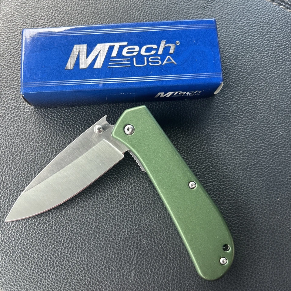 Cuchillo Plegable Asistido MTech Hoja de Acero Mango de Aluminio Verde - MT-A2037GN Foto 2 de 2