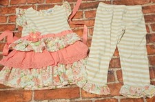 Counting Daisies Girls Size 4 Floral Striped Tunic Dress Pants Outfit Set