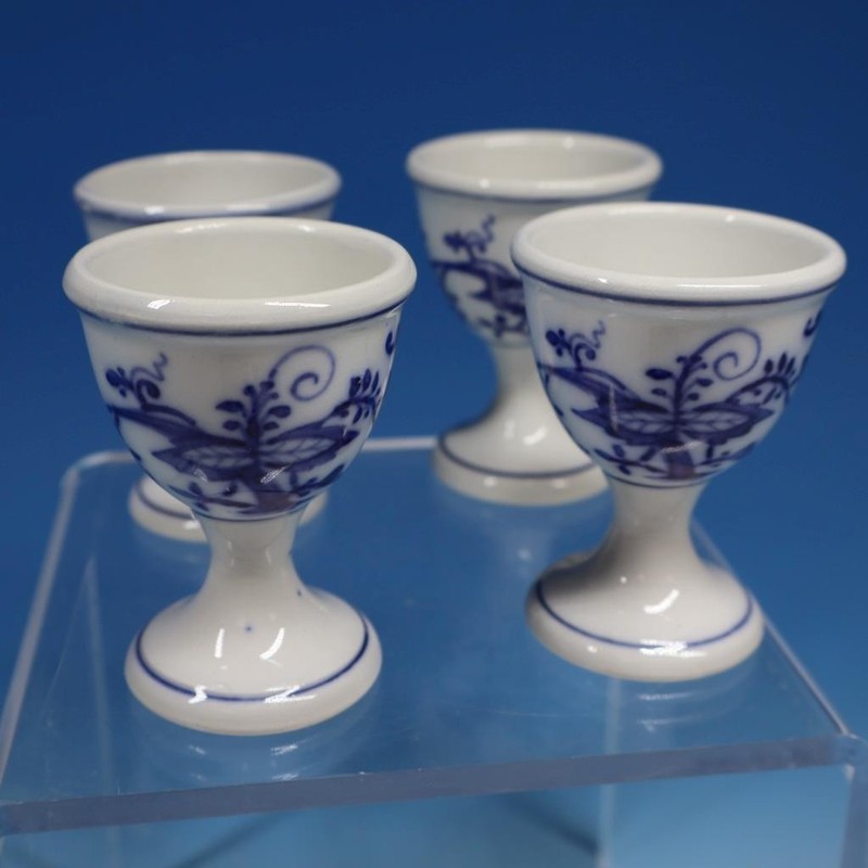 Germany Porcelain - Blue Onion - 4 Egg Cups - 2¾ inches
