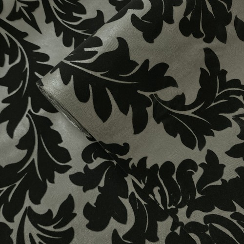 Flocking wallcoverings beige black Flocked Victorian damask velvet Wallpaper 3D - Picture 18 of 18