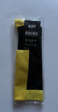 Calcetines de compresión de superhéroes de Halloween amarillos y negros con capa talla pequeña/mediana
