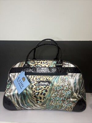 KATHY VAN ZEELAND Animal Print Rolling Wheeled Duffle Bag