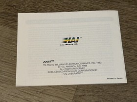 Joust Instruction Manual Booklet Only Nintendo Nes Authentic