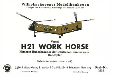 Möwe-Modell 1616  ''Vertol L 21 WORK HORSE'' Kartonmodell/Papiermodell