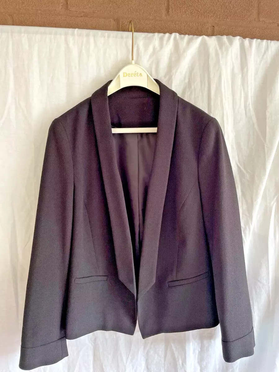 Wallis Smart Black Tailored Lined Boxy Tuxedo Tux Evening Jacket Size 10