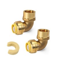 2-Pack Push-fit 3/4" x3/4" Female NPT Threaded Elbow Brass Fittings Push to C...
