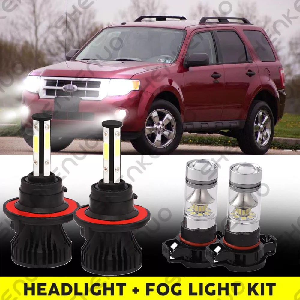 For Ford Escape 2008-2012 4x 6000K LED Headlights+Fog Light Bulbs