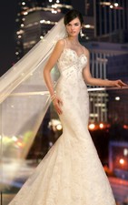 Vestido de novia Essense of Australia D1439 8 cuentas de encaje marfil correas sexy romance