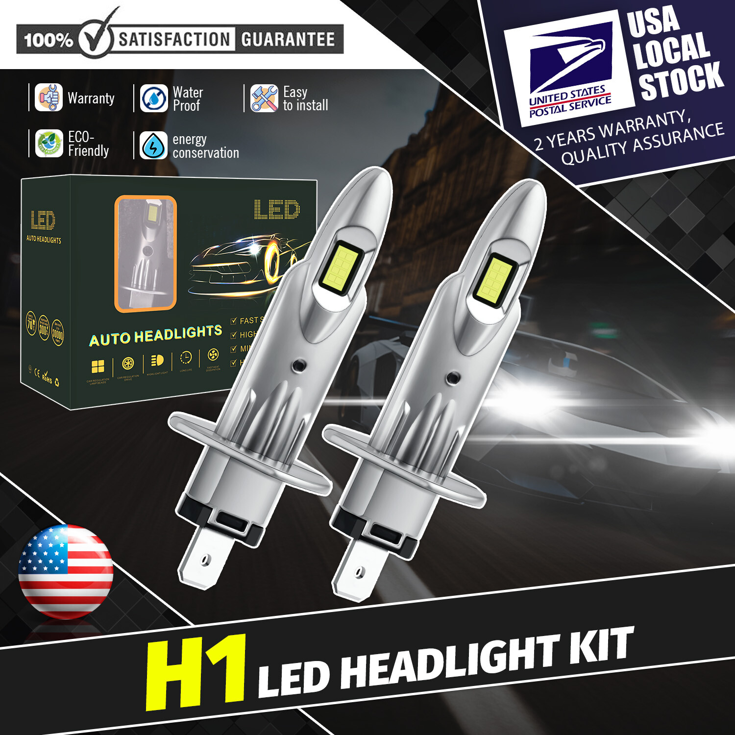 H1 Super White 6000K 40W Kit LED Headlight Bulbs For 2004-2006 Chevrolet Optra