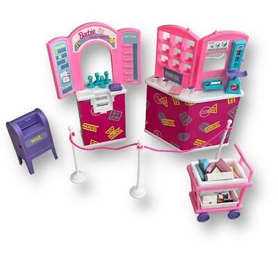 Mattel Barbie So Much To Do Post Office Near Complete Cart Stamps Mailbox Rope