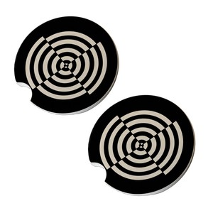 Car Coasters fits Cup Holder - Bullseye Black White | eBay