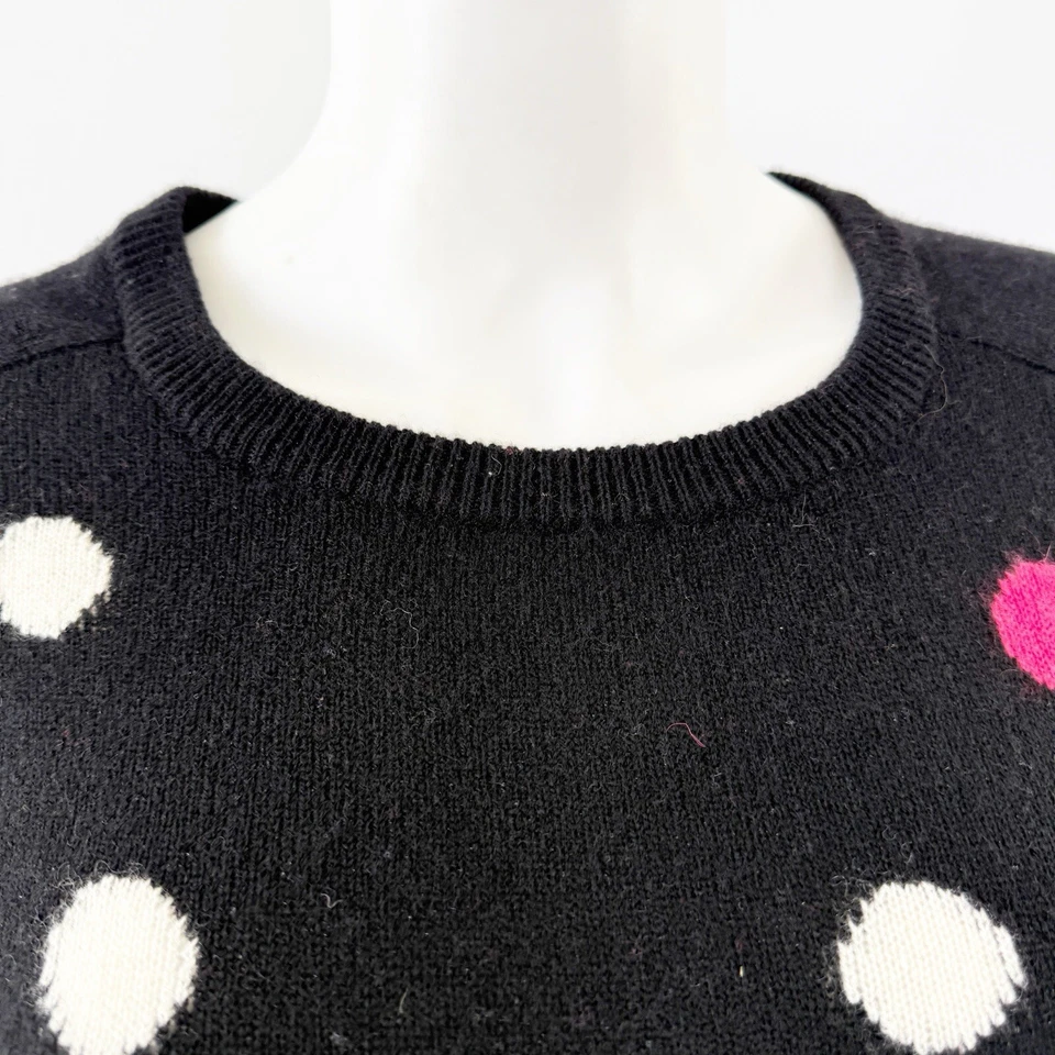 Halogen Black Polka Dot Cashmere Knit Sweater Size S Long Sleeve Casual Preppy - Image 4 of 4