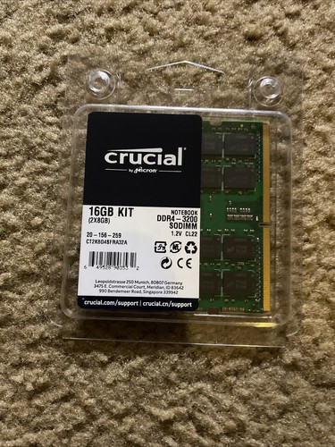 Crucial 16GB (2 x 8GB) PC4-25600 (DDR4-3200 SODIMM) Memory (CT2K8G4SFRA32A)