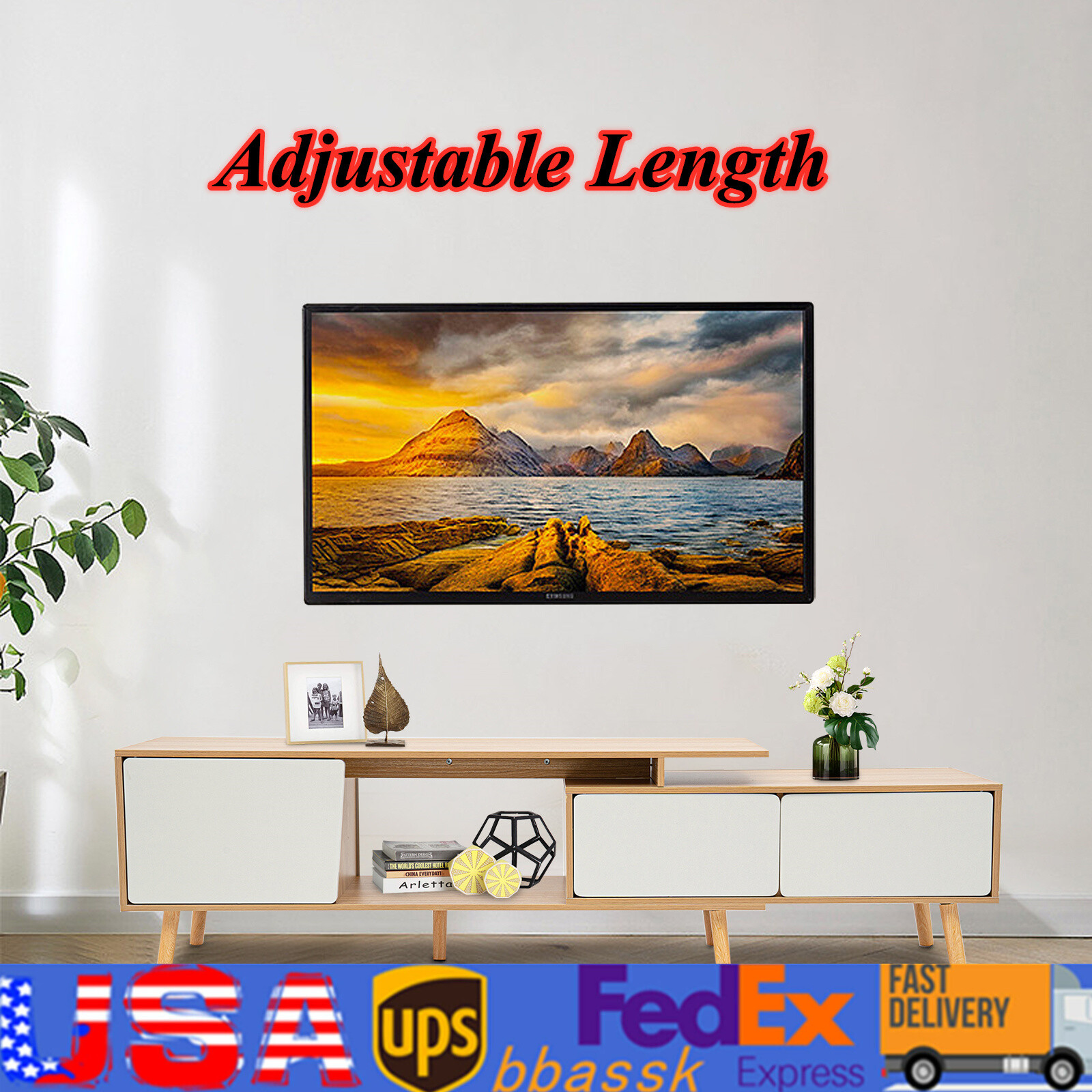 Books Cabinet Entertainment Unit Console Media Table Adjusta
